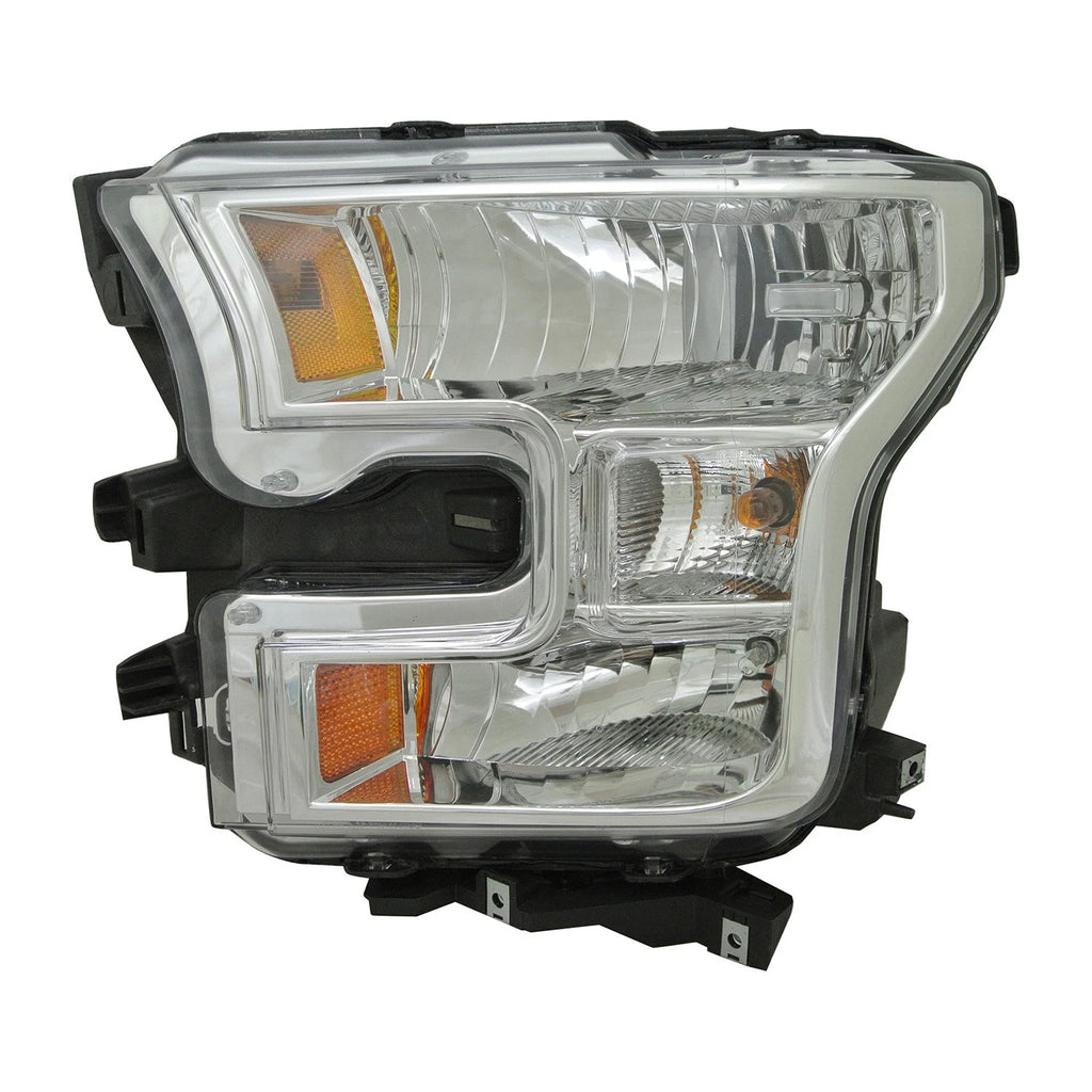 Replacement Driver Side Halogen Headlight Lens/Housing w/Chrome Bezel