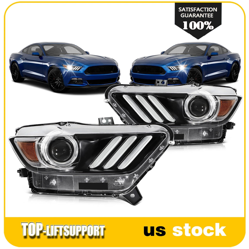 Pair HID Xenon Headlights Assembly with LED DRL for Ford Mustang (2015–2017)