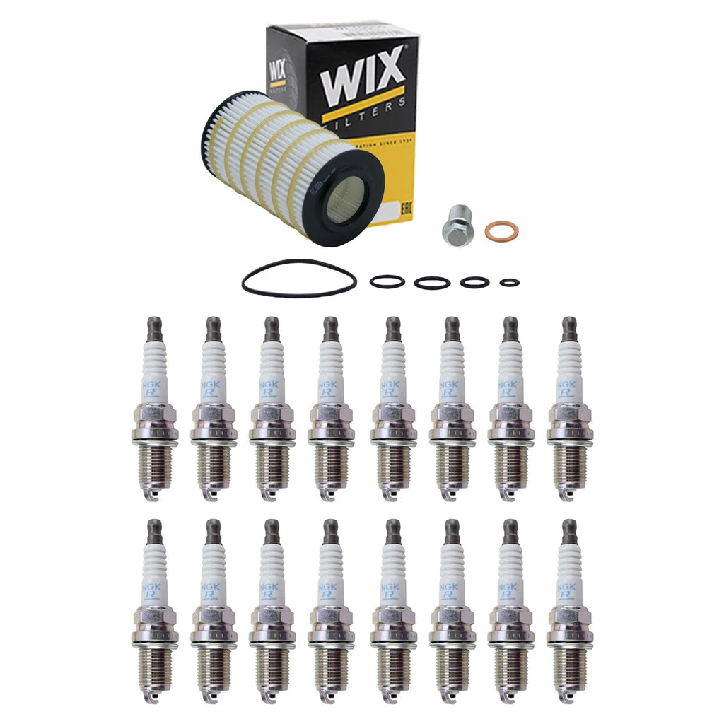 Wix Engine Oil Filter & NGK 16 Spark Plugs for Mercedes W202 C43 AMG (1998–2000)