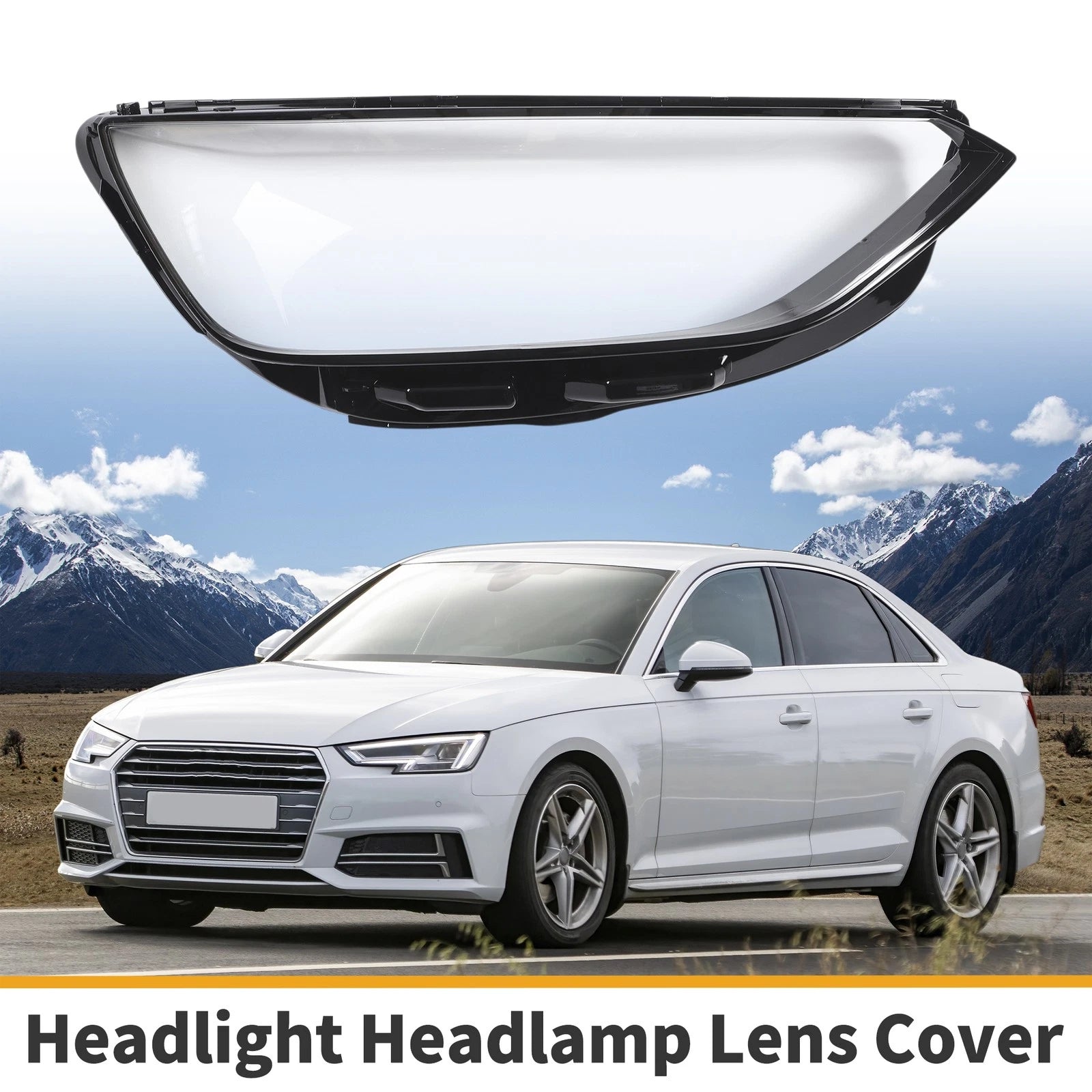 1 Pc Headlight Lens Cover for Audi A4 (2020–2023) Clear Black