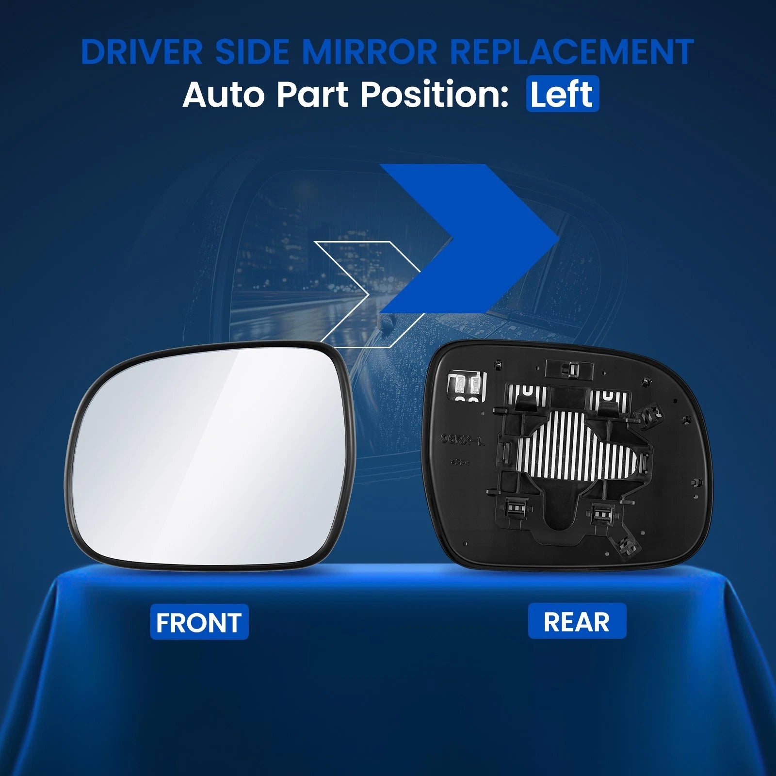 Left Driver Side Power Heated Mirror Glass for Lexus RX350 (2007–2009)