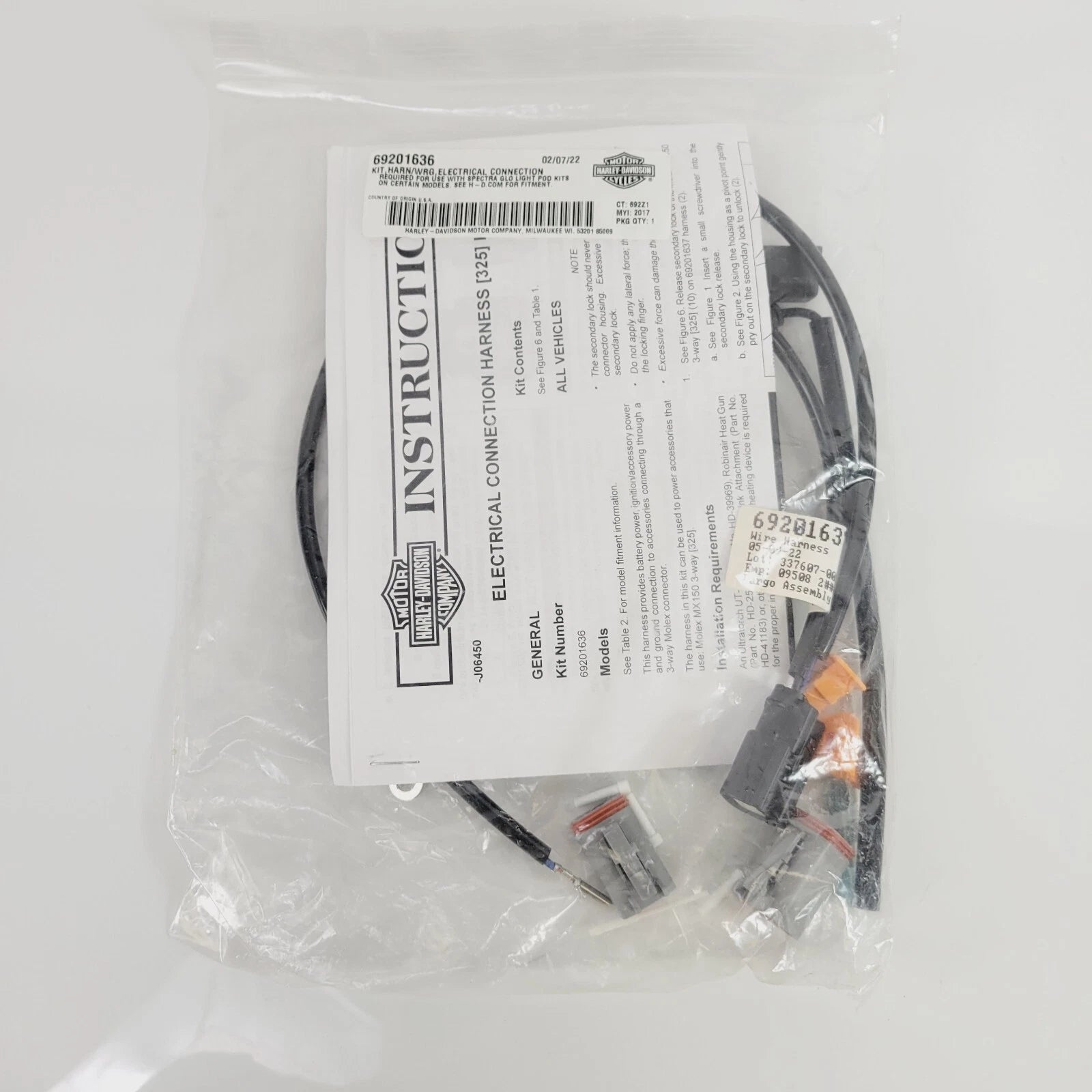 Wire Harness Kit for Harley Davidson (Used with Glo Pod Kits)