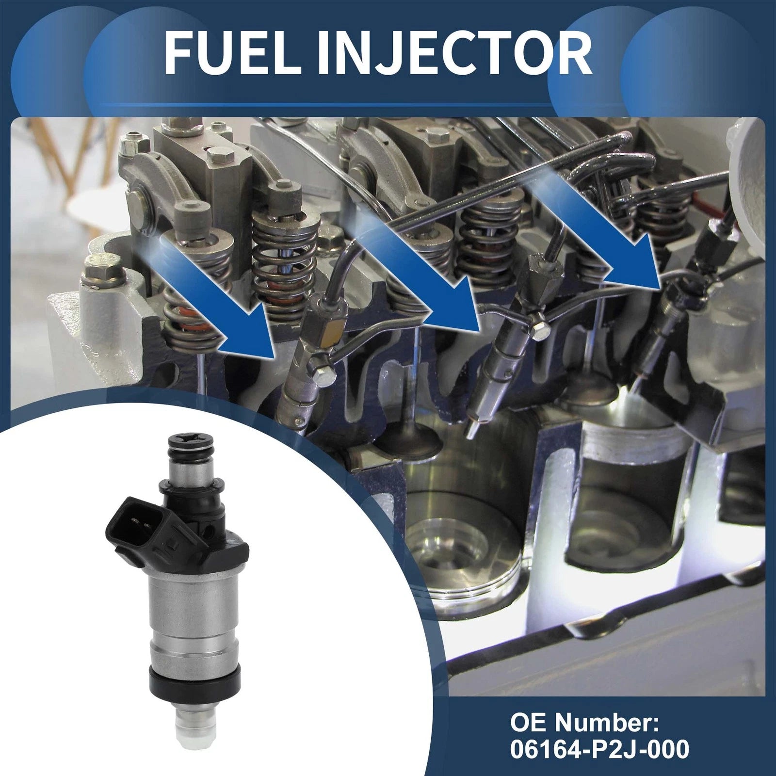 Fuel Injector No. 06164-P2J-000 for Honda Civic EX (1996–1998) 1.6L Black