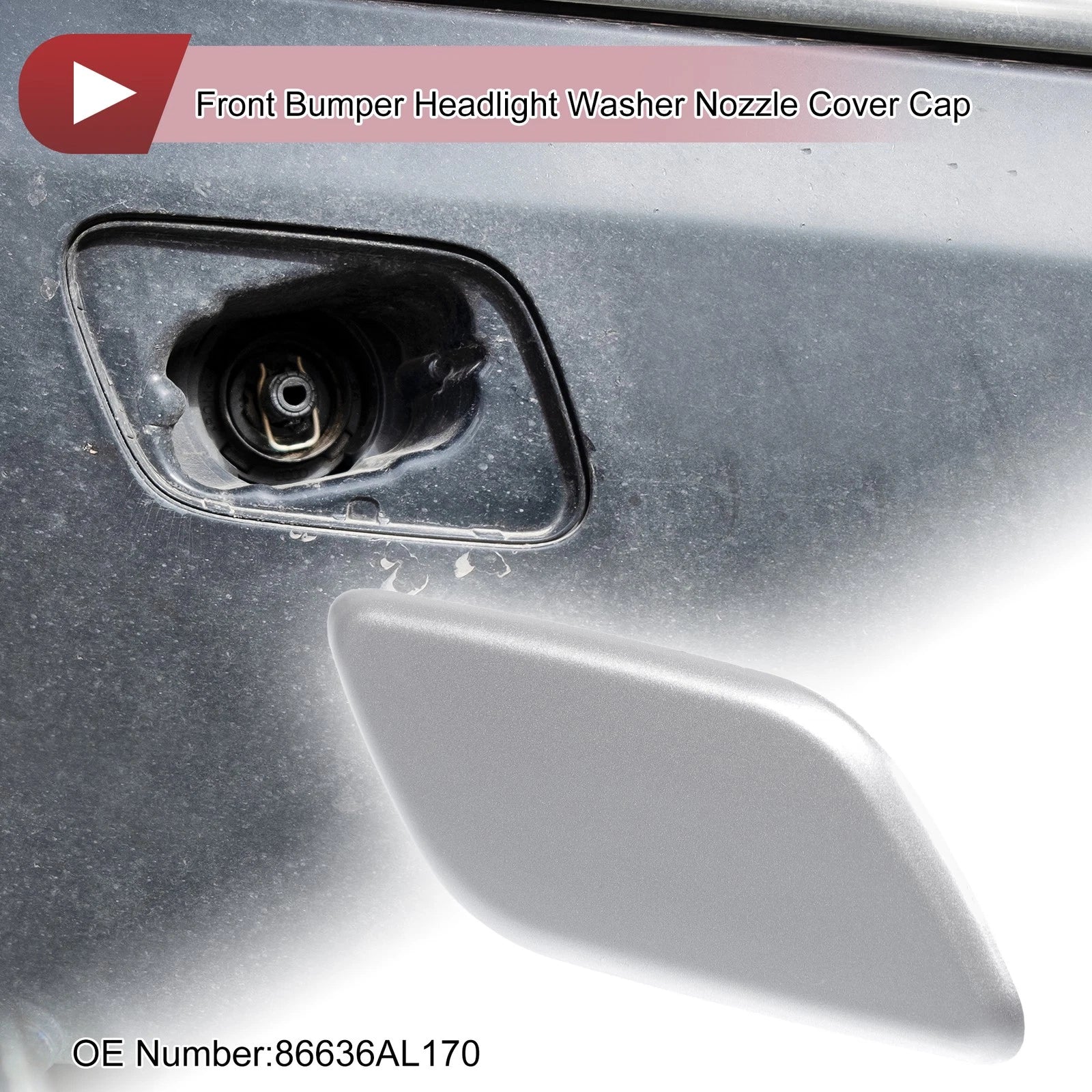 Front Right Washer Nozzle Cover Cap for Subaru Outback (2010–2018) Silver Tone