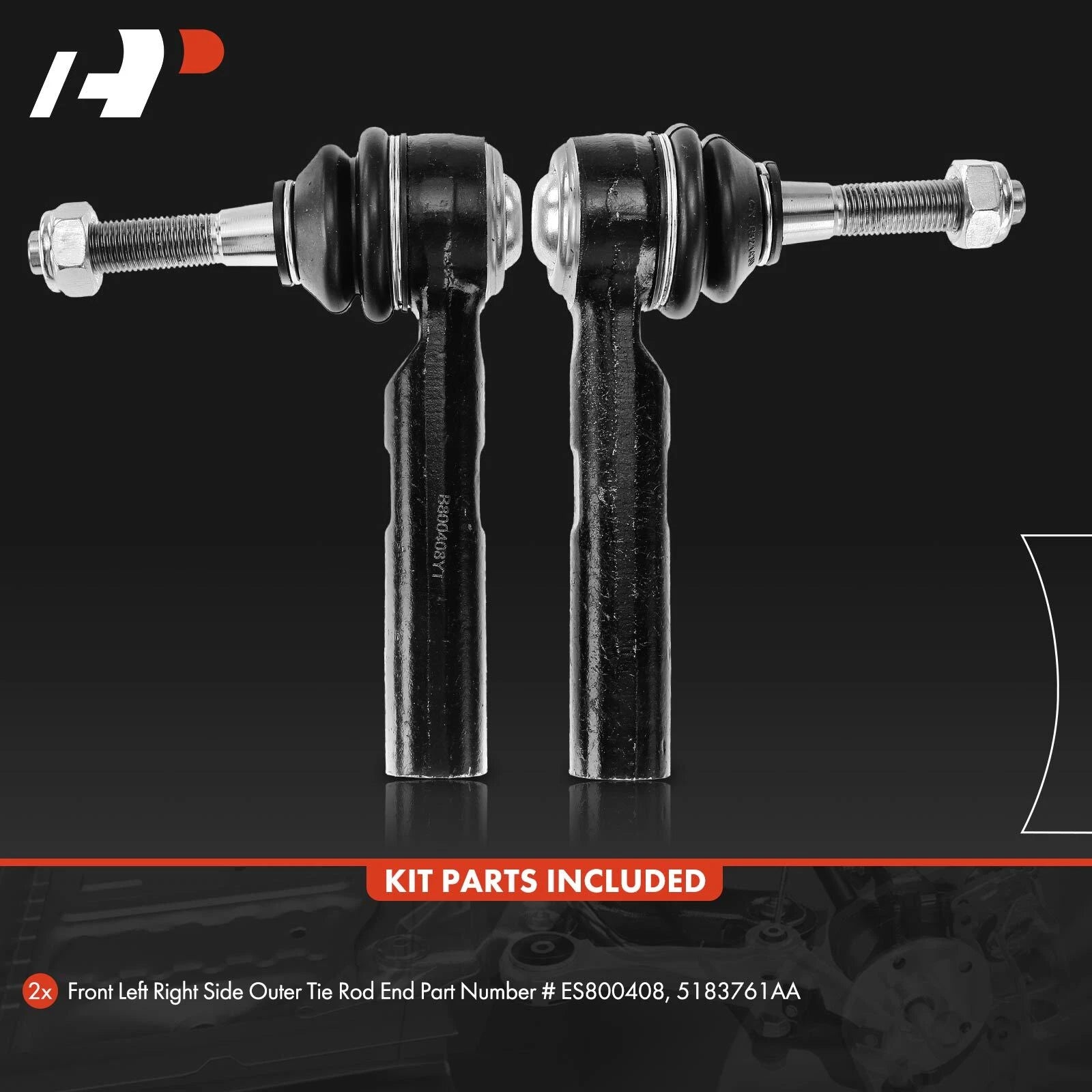2X Front Outer Tie Rod End for Jeep Compass Dodge Journey Chrysler 200 (2007-2020)