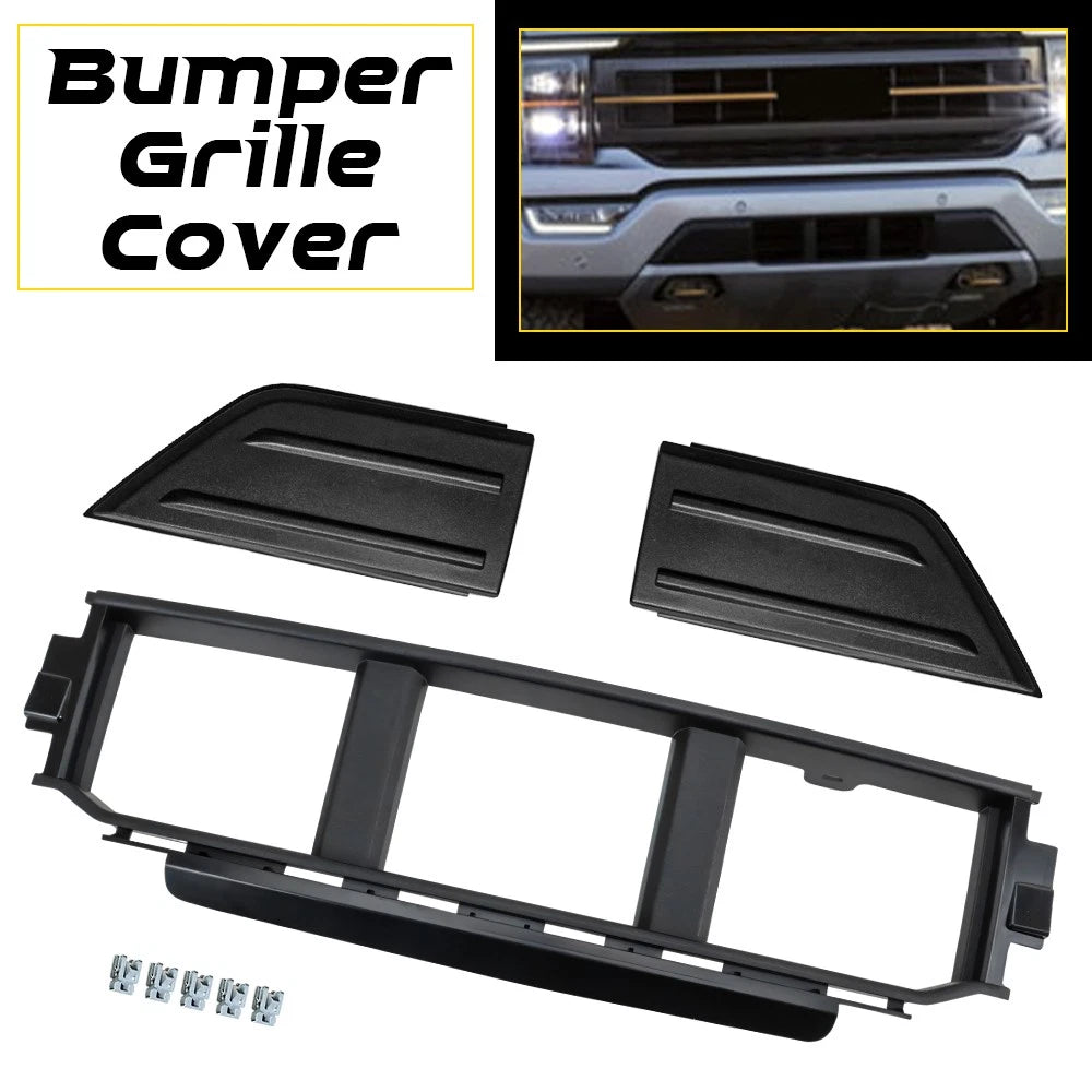 Front Bumper Guard Pad Cover + Lower Center Grille Cover for Ford F150 (2021–2023)
