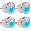 Set of 4 LED Boat Courtesy Lights 1-5/16" Round Blue Stainless Steel