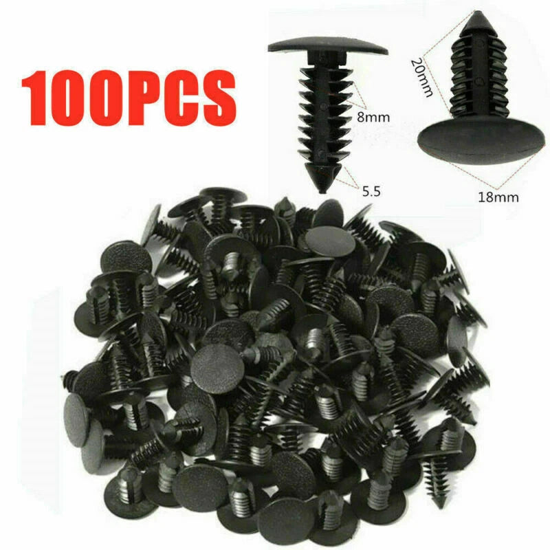 100x 8mm Bumper Clips for Auto Car (Universal)