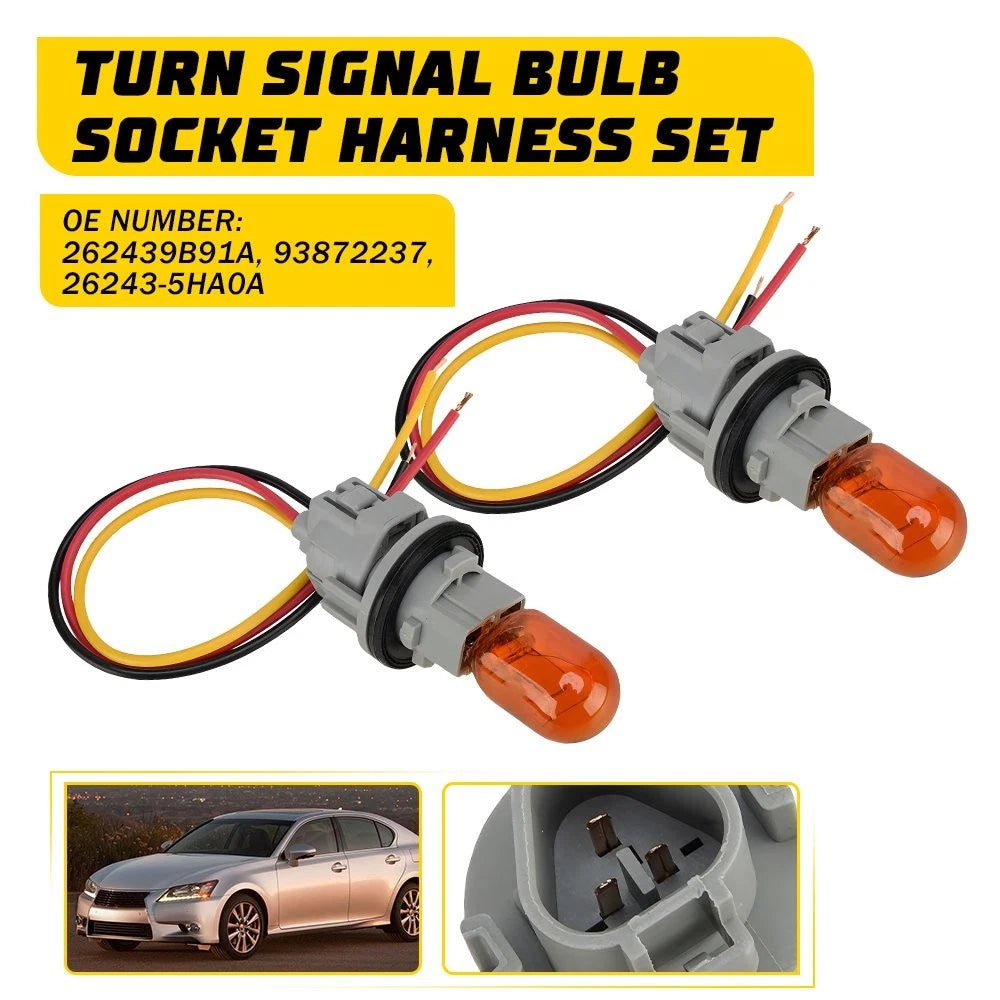 2X Headlight Turn Signal Bulb Socket Harness for Nissan Murano (2015–2018)