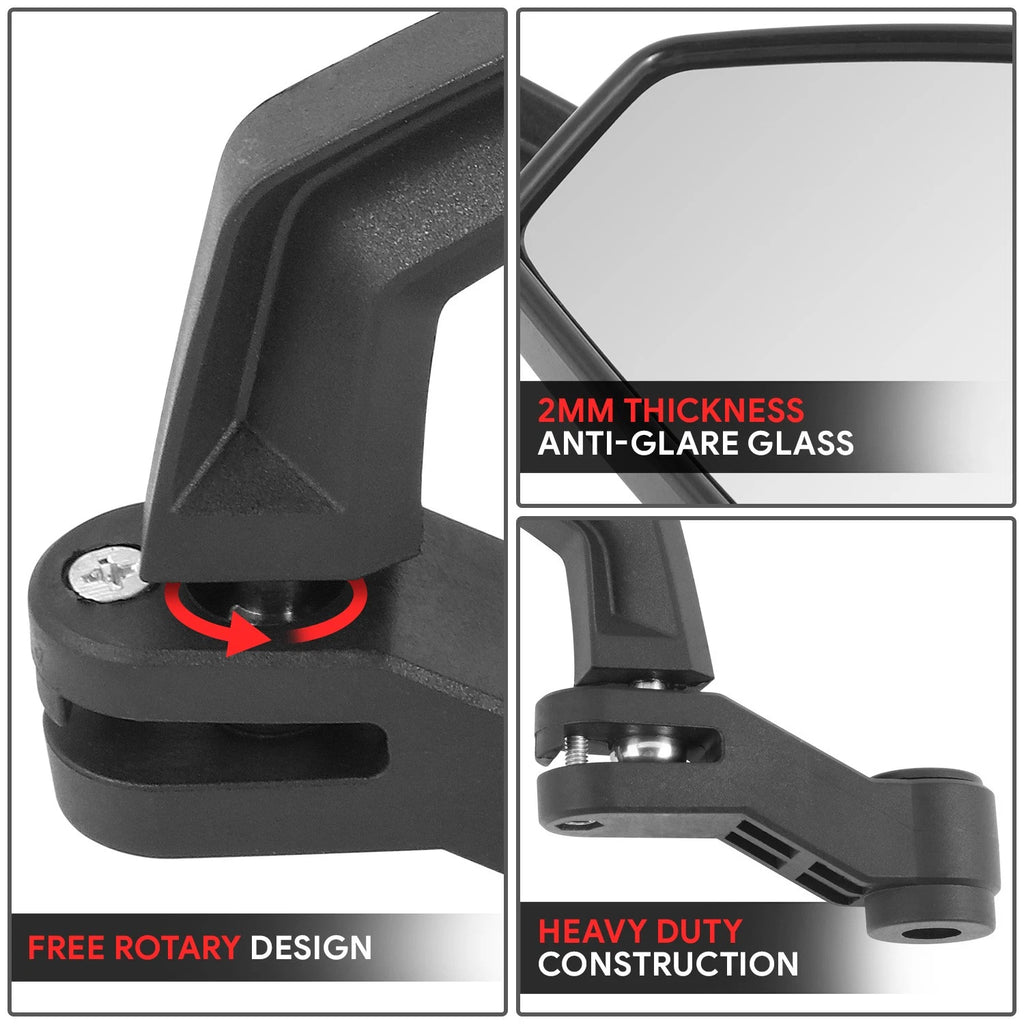 Universal Black Anti-Glare Side View Mirrors for Naked Bikes (Fit)