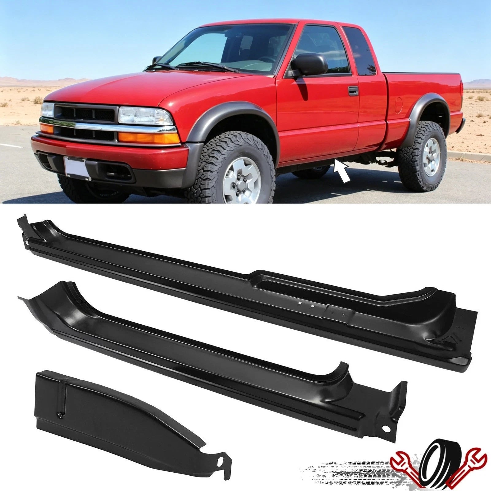 3PC Rocker Panels & Left Cab Corner for Chevy S10/Sonoma (1994–2004)