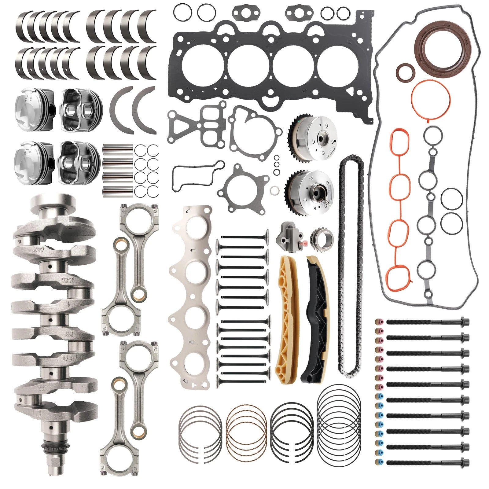 Engine Piston Gasket Set with Crankshaft Rods Timing Kit for Hyundai KIA G4FJ