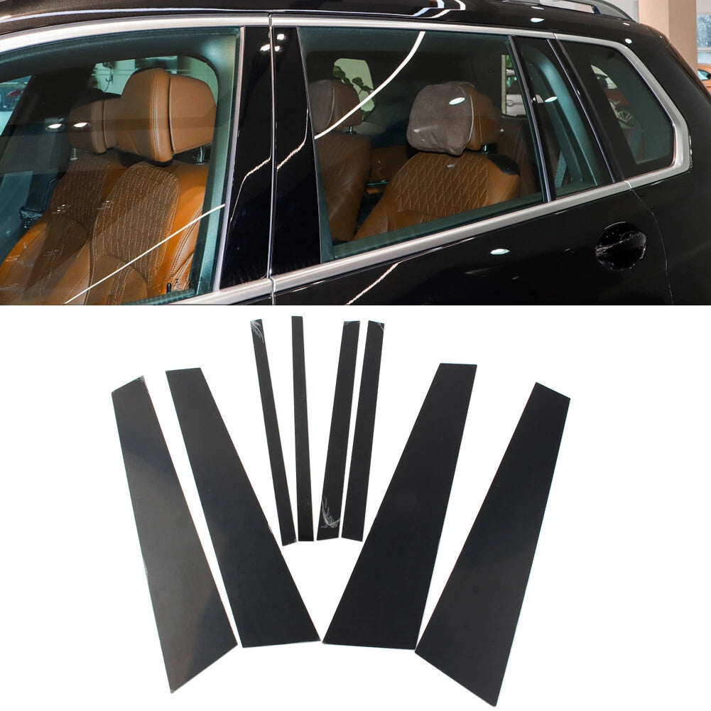 8x Door Window Column B C Pillars Posts Trims Bright Black for BMW X7 (2019–2021)