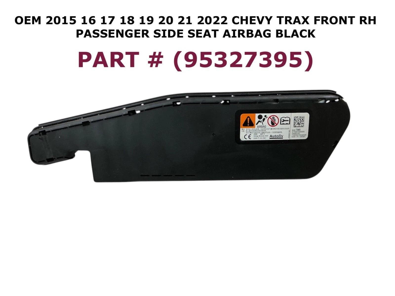 Front Right Side Seat Airbag for Chevy Trax (2015–2022) BLACK 95327395