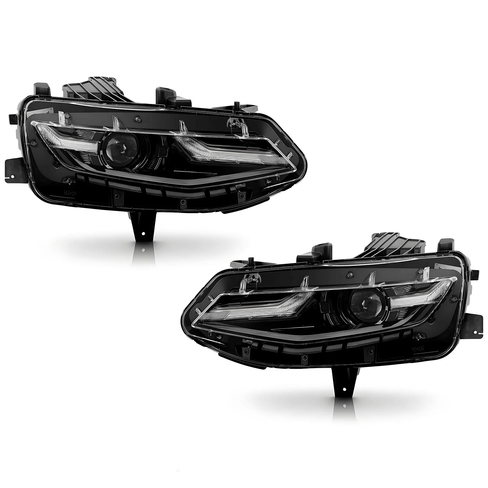 Set of 2 LED Headlights for Chevy Camaro LS/LT (2019–2024) Black w/ Bulbs