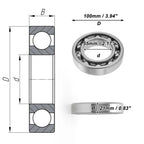 Deep Groove Ball Bearing 55x100x21mm for Scooter Skateboard (1 Pc)