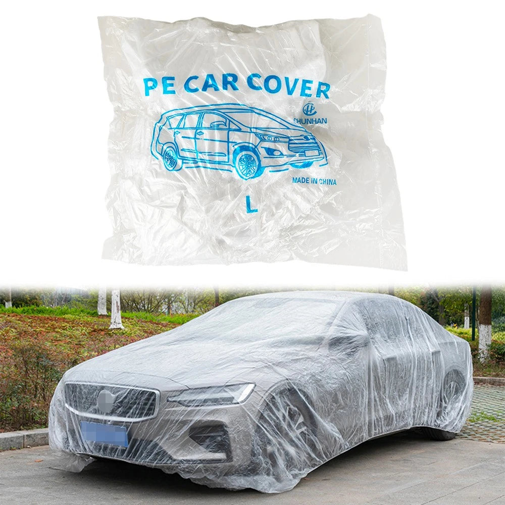 5 Pack Clear Plastic Disposable Car Cover for Universal Use (Rain Dust Garage)