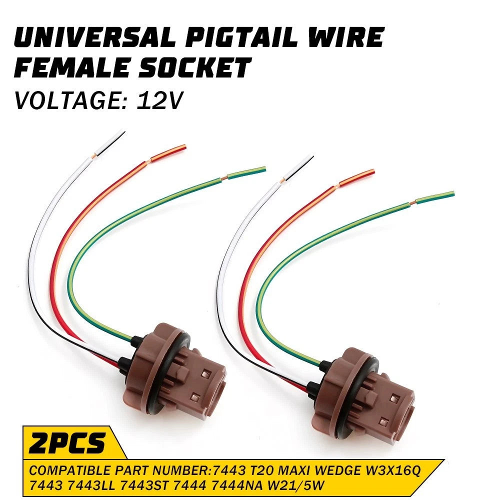 Universal Pigtail Wire Female Socket 7443 for Brake Stop Tail Parking