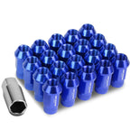 Set of 4 Open End M12x1.5 44mm Tall Blue Aluminum JDM Wheel Lug Nuts