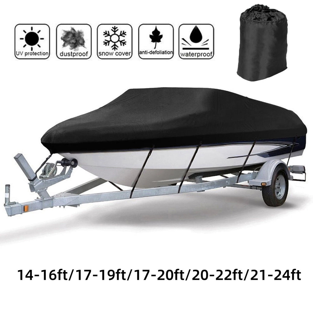 Waterproof Heavy Duty Boat Cover for V-Hull Runabouts (Trailerable)