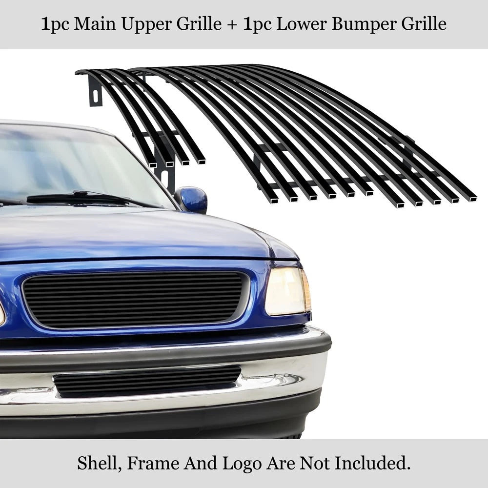 Stainless Black Billet Grille Insert Combo for Ford F-150 (1997-1998)