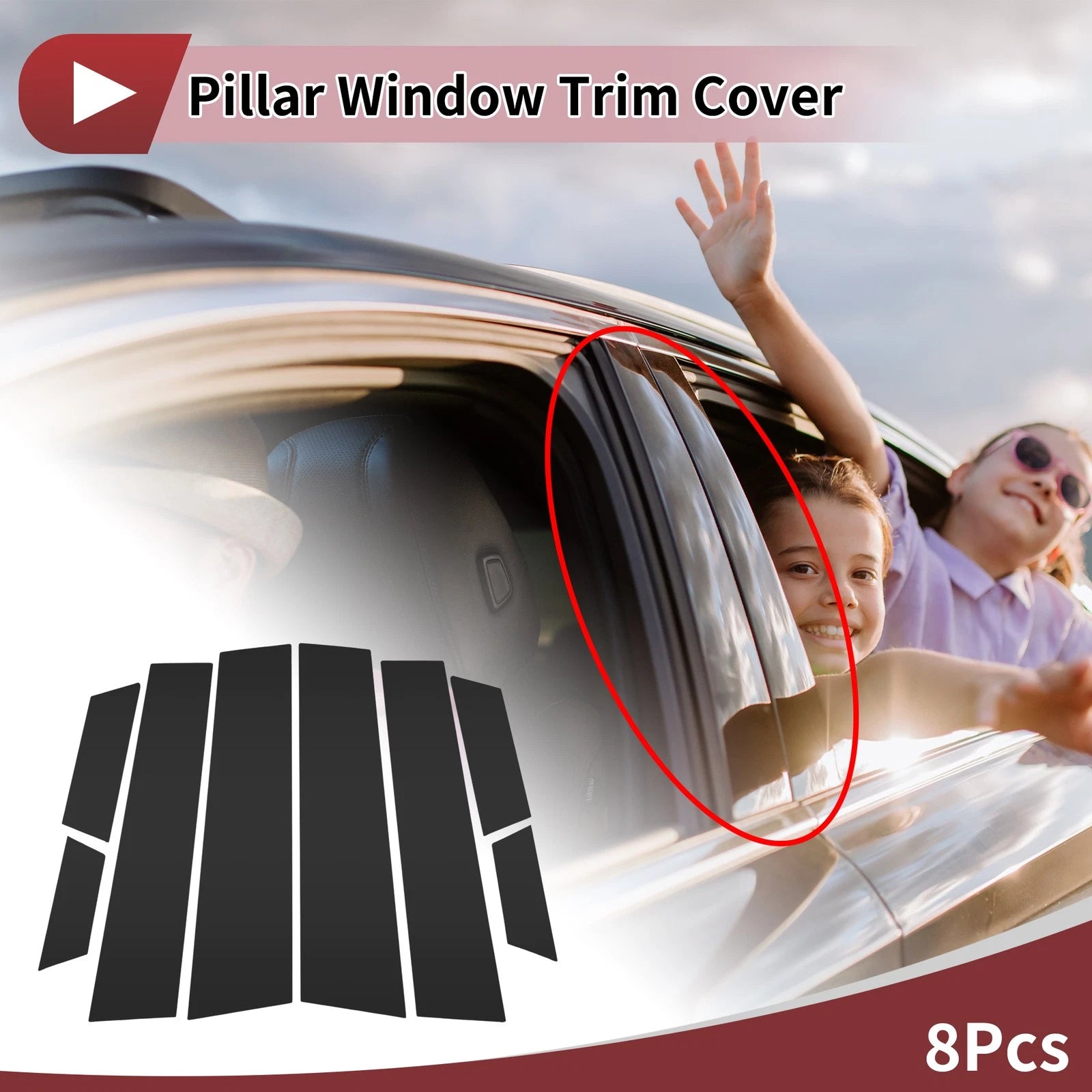 8 Pcs Car Door Pillar Window Trim for Honda HR-V (2022) Black