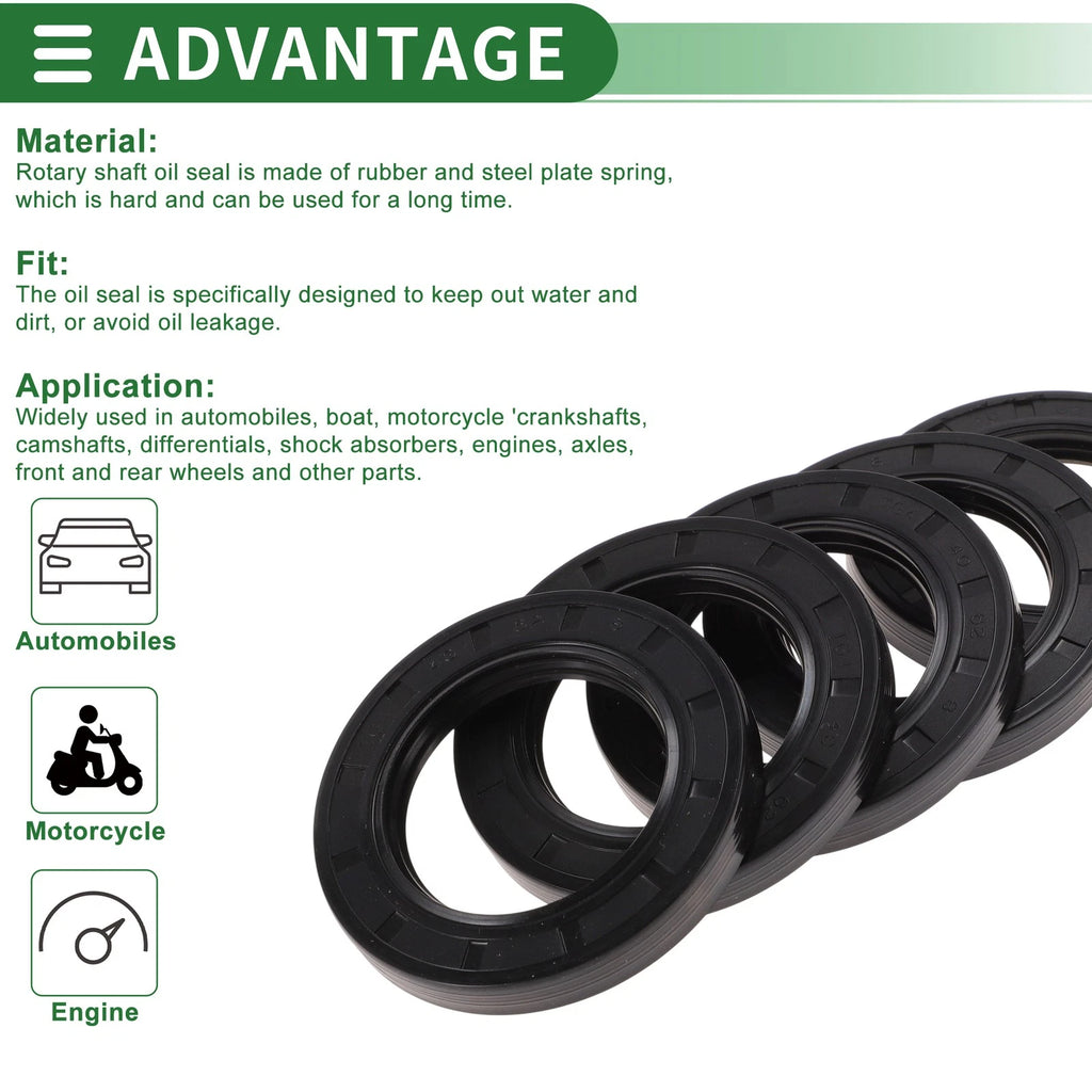 Set of 5 Oil Seals NBR Rubber 40x62x8mm for Various Models 