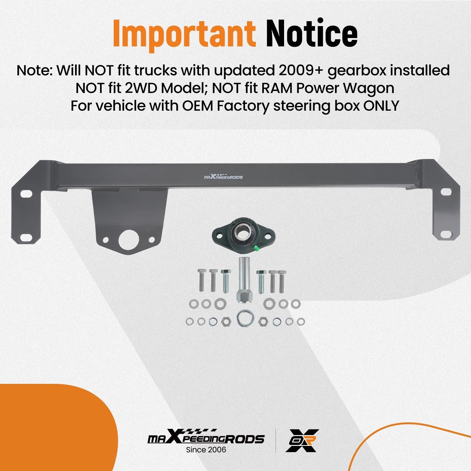 Steering Box Brace Stabilizer Bar for Dodge Ram 1500 2500 3500 (2003–2008)