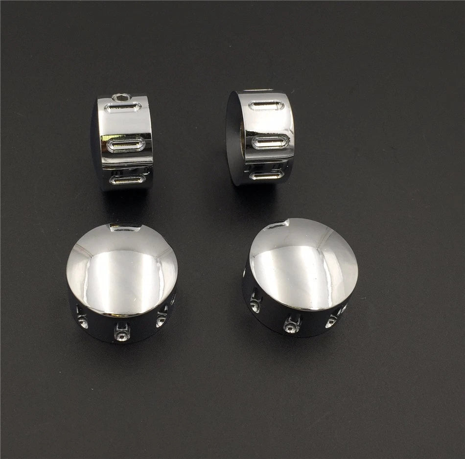 Chrome Grooved Bolt Toppers Caps for Harley Twin Cam Dyna Softail Road King