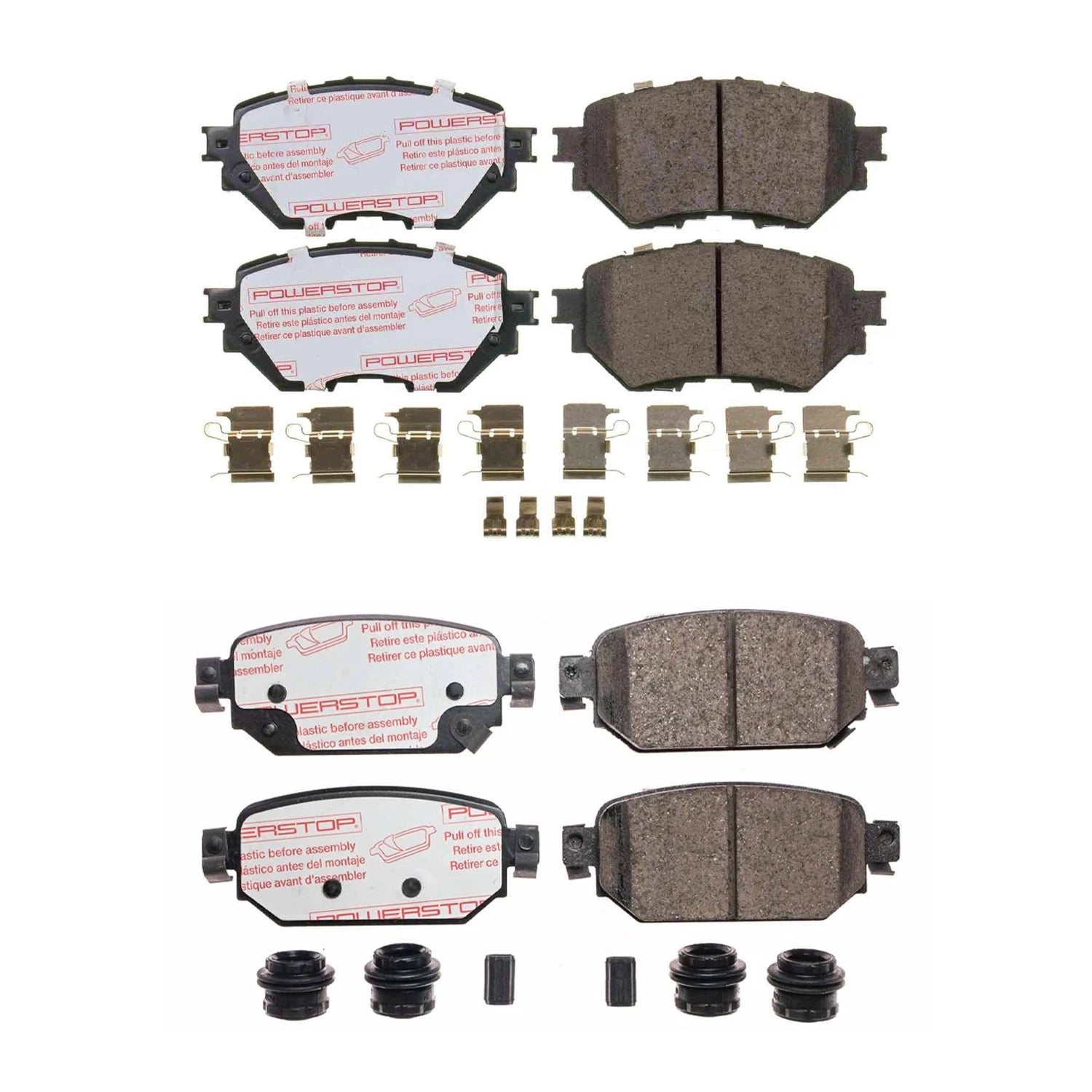 PowerStop 2X Front Rear Next Gen Carbon Fiber Disc Brake Pads Kit for Mazda 3 (2017–2018)