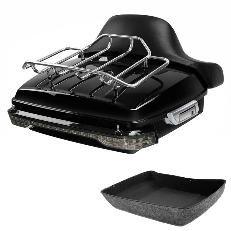 LED Chopped Trunk Backrest Rack for Harley Touring Road Glide (2014–2026)