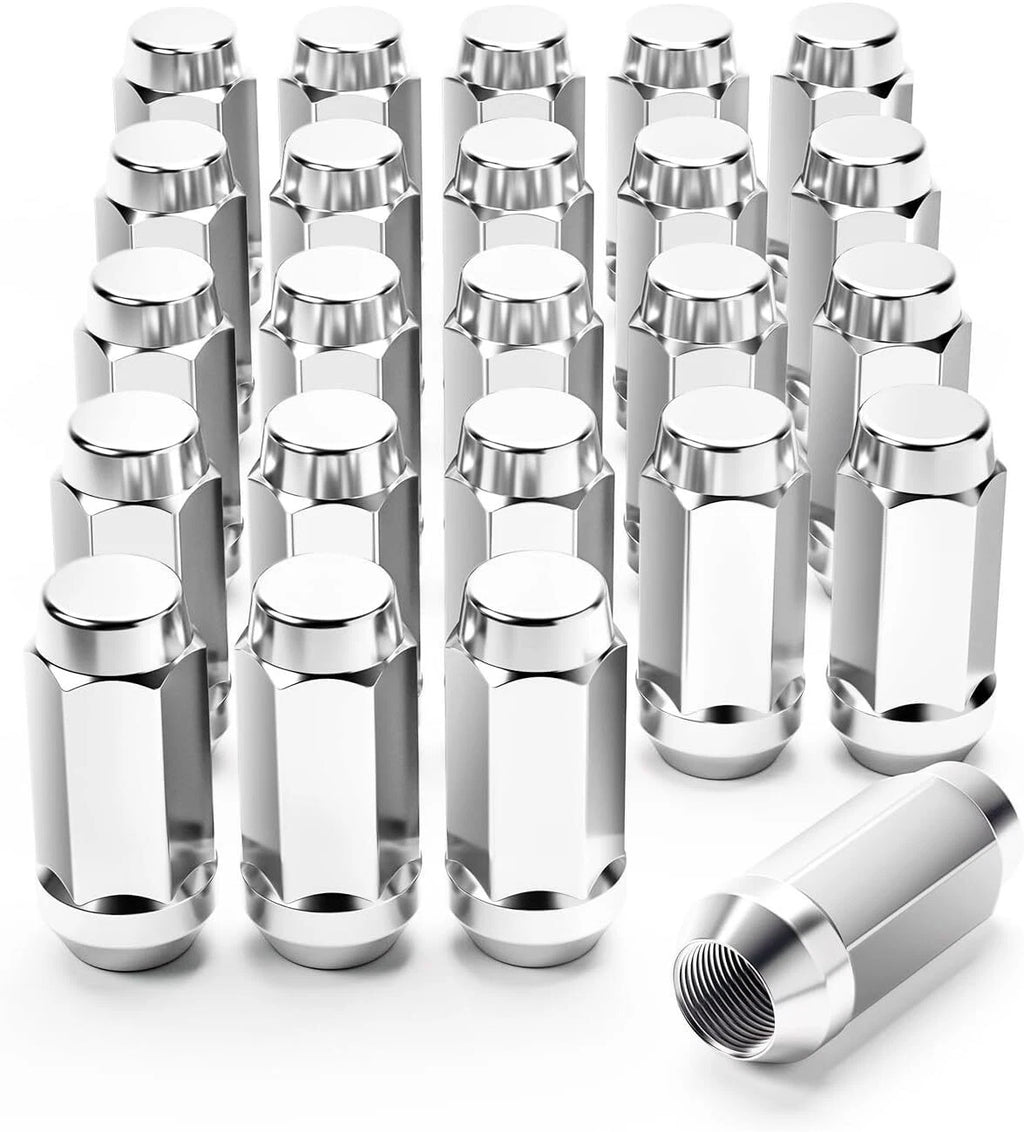 Set of 24 Chrome 14x1.5 Bulge Acorn Lug Nuts for Chevy Silverado GMC Sierra