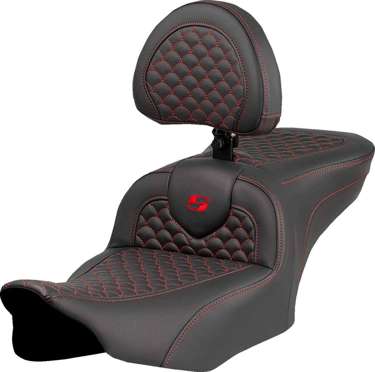 SADDLEMEN Roadsofa Seat for Motorcycle (w/ Backrest) - Dragon Scale Stitch