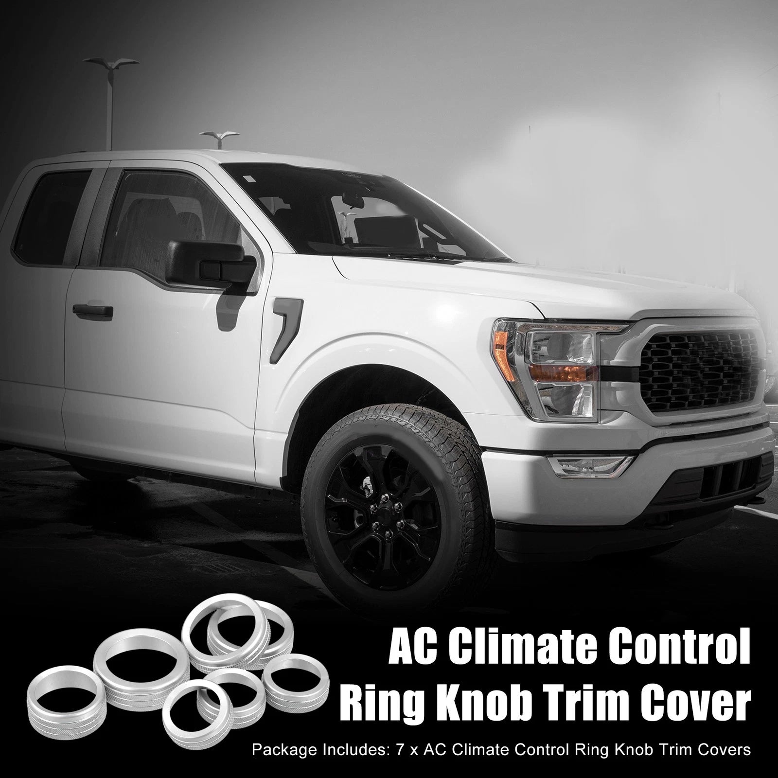 7pcs AC Climate Control Ring Knob Cover for Ford F-150 (2021–2022)