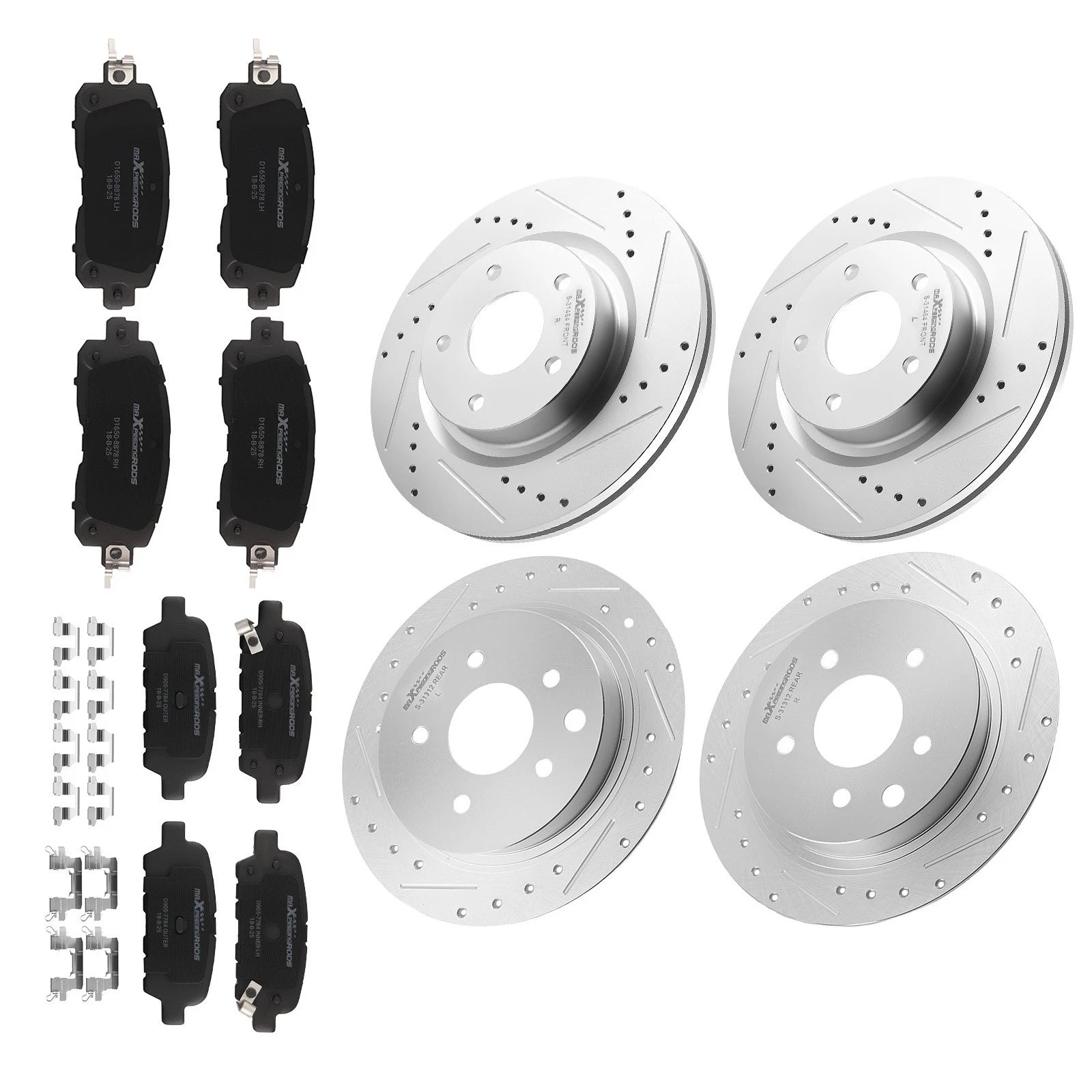 Front and Rear Drilled Disc Brake Rotor w/Pads Set for Nissan Altima (2013–2023)