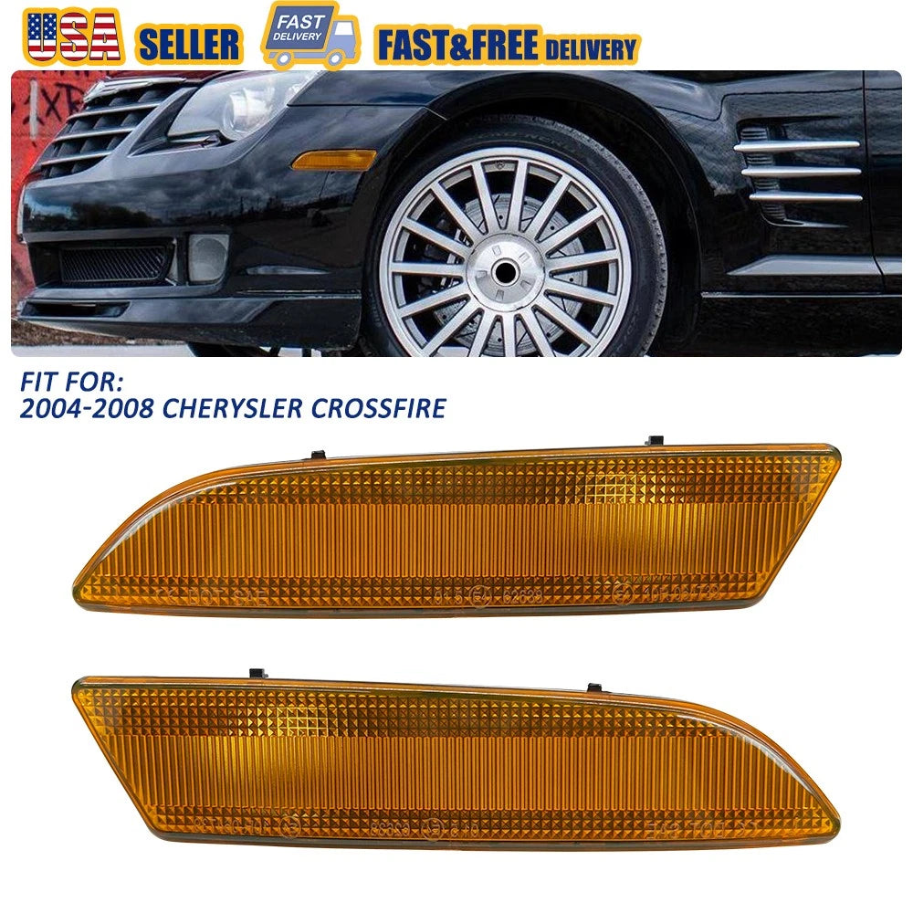 Amber Front Bumper Side Marker Reflector Lights for Chrysler Crossfire (2004–2008)