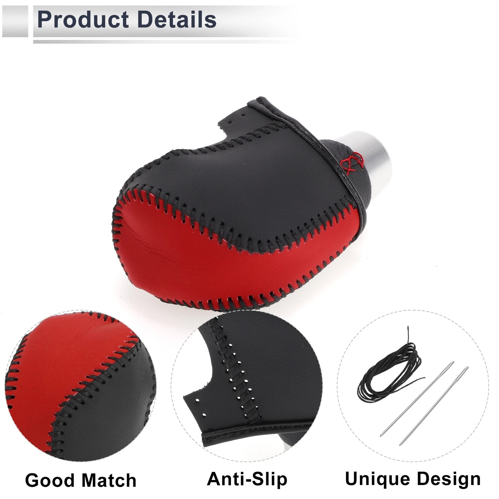 1 Pc Gear Shift Knob Cover for Toyota Camry (2019–2022) Red Black Faux Leather