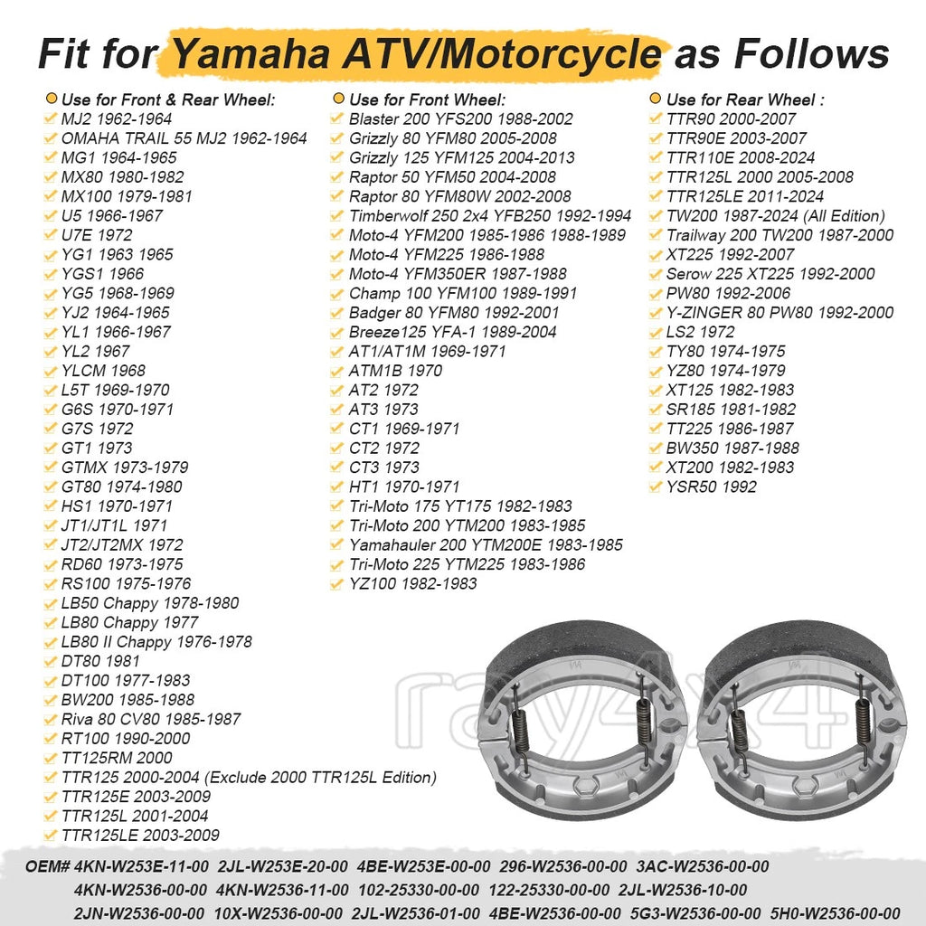 2x Front Brake Shoe & Springs for Yamaha AT1 AT2 AT3 CT1 CT2 CT3 YZ100