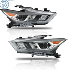 Set of 2 LED Headlights for Nissan Maxima Platinum/SR (2016–2018) Chrome Housing