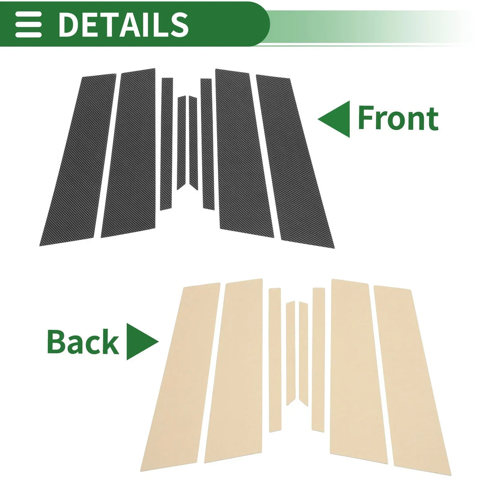 8 Pcs Door Pillar Window Trim for BMW X2 (2018-2024) Carbon Fiber Pattern Black