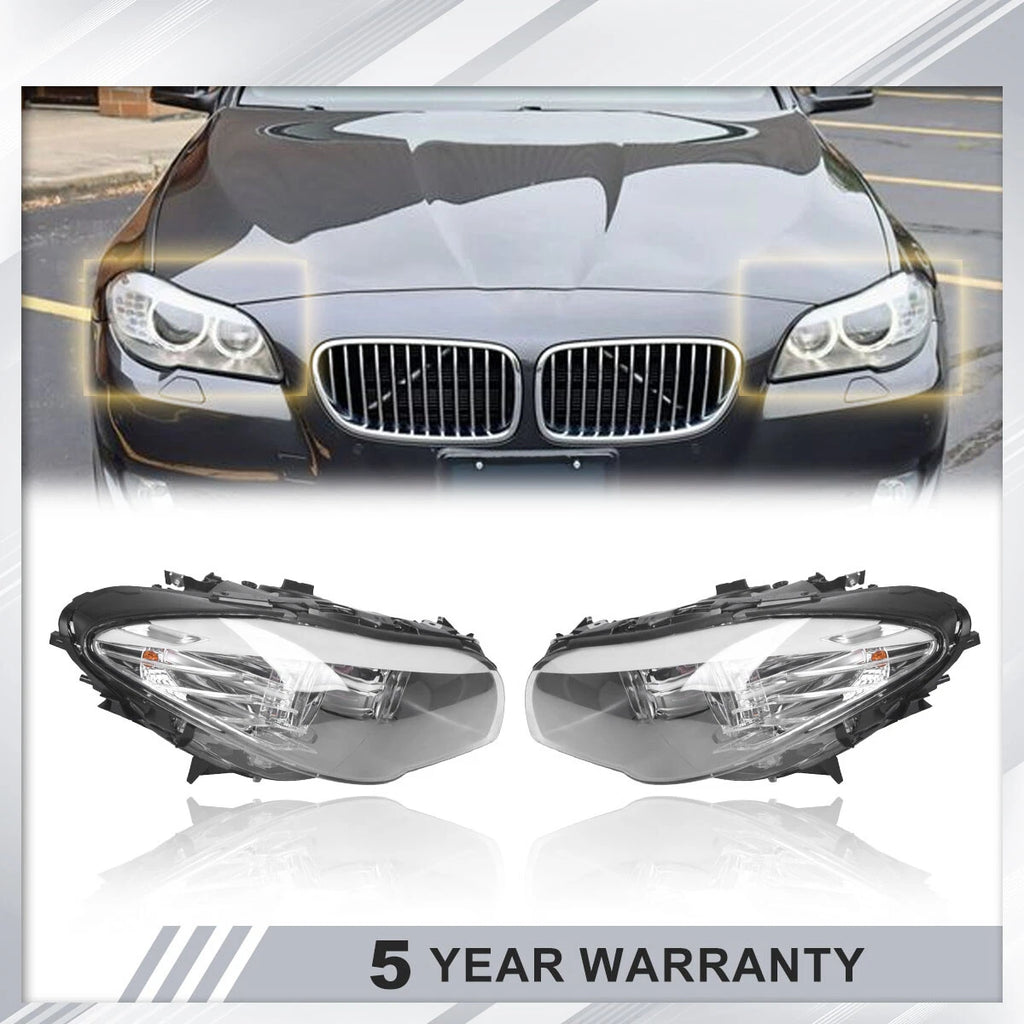Set of 2 Halogen Headlight Assemblies for BMW 5 Series (2012-2013)