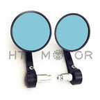 CNC Bar End Rearview Mirrors for Motorcycle (HTTMT) - Black