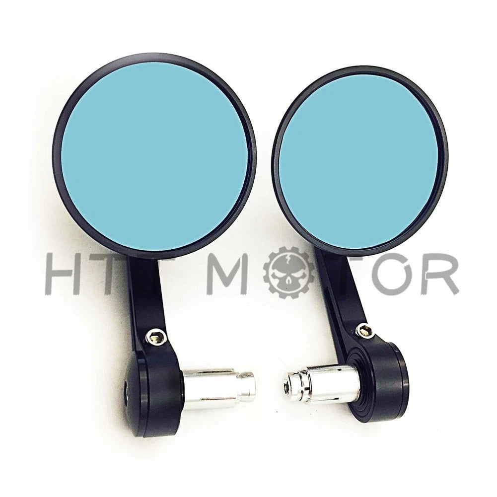 CNC Bar End Rearview Mirrors for Motorcycle (HTTMT) - Black