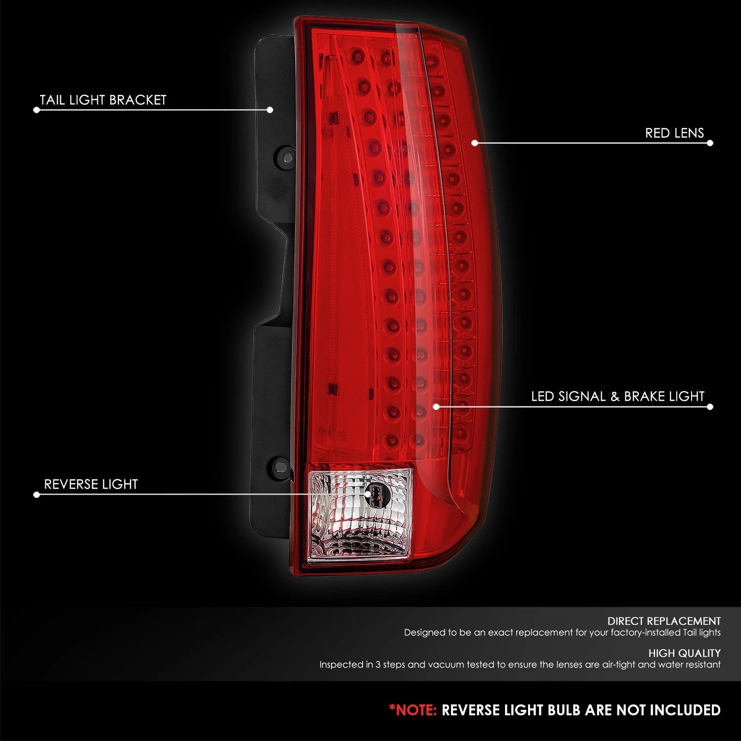 Right Side LED Taillight for Escalade ESV (2007–2014) OE Style Chrome Housing
