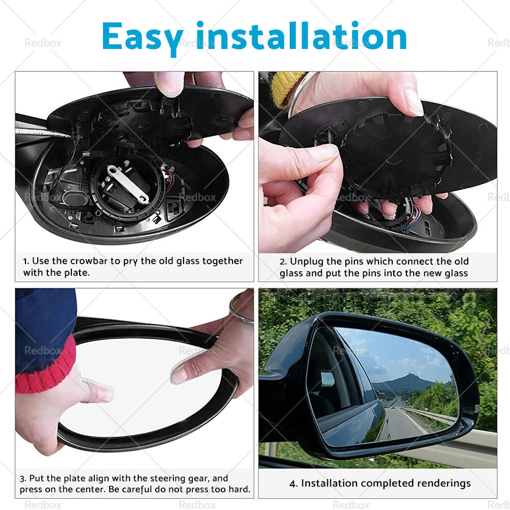 Left Side Mirror Glass with Back Plate for Hyundai i30 (2007–2012)
