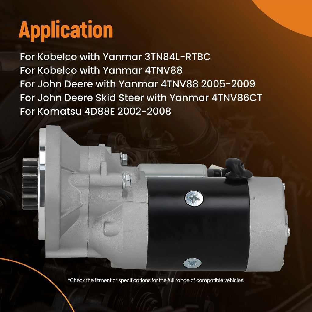 Starter Motor for Komatsu 4D88E, John Deere, Yanmar (2002–2008) 12913677011 S13332