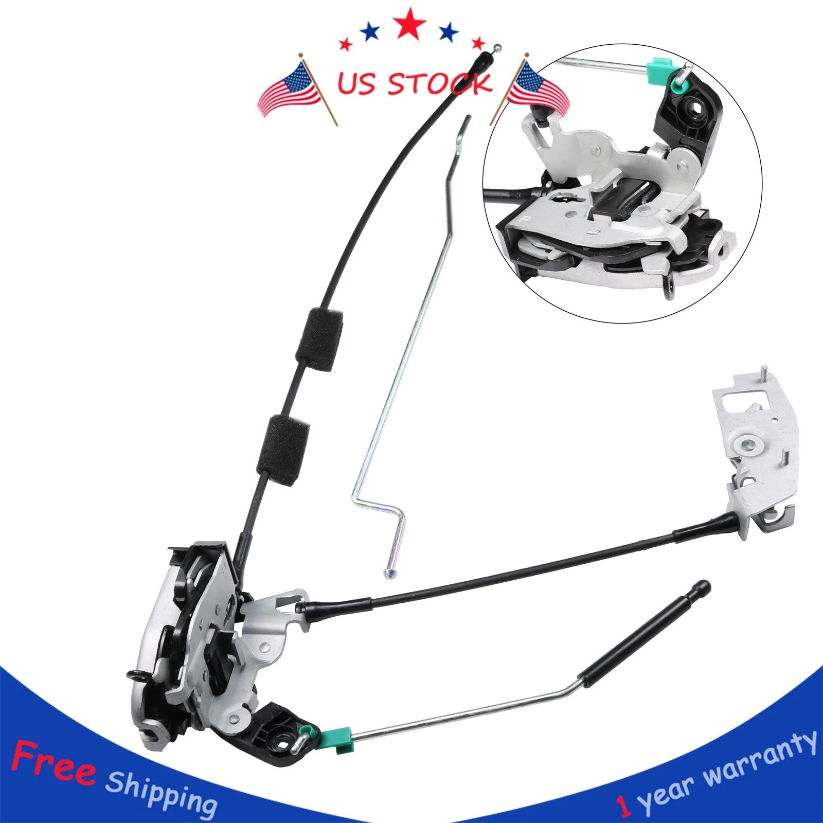 RH Rear Door Latch with Cable for Ford Econoline E-150 E-250 E-350 (1992–2019)