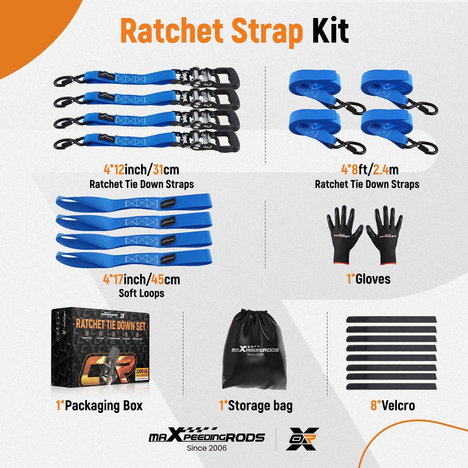 Ratchet Tie Down Straps 1.6" x 8' for Truck (2019–2025)