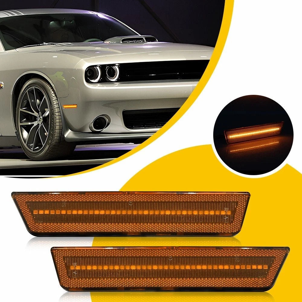 2PC LED Marker Side Turn Signal Lights for Dodge Challenger (2008–2014)