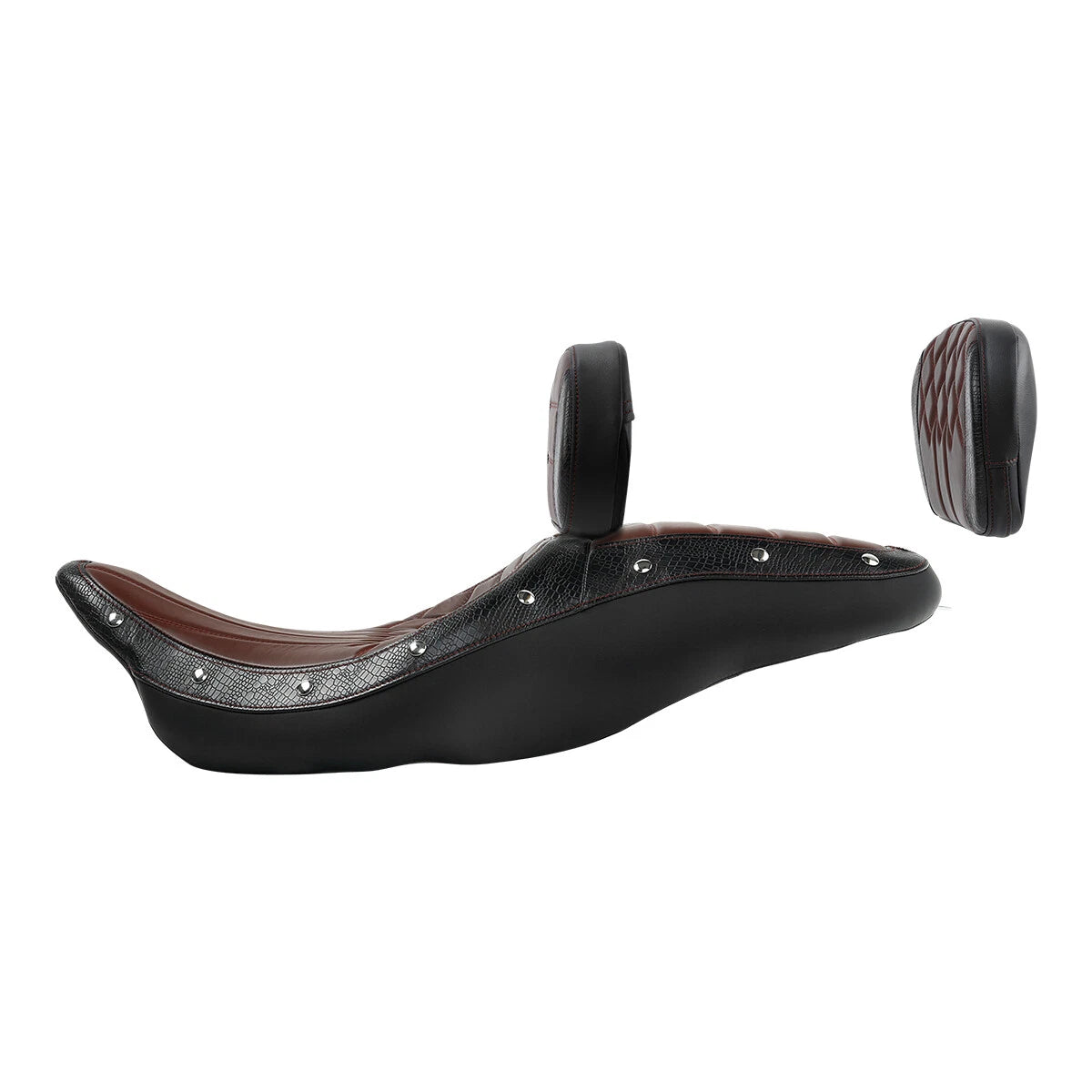 Rider Passenger Seat & Backrest Pad for Harley Touring (2009–2023) Brown Black